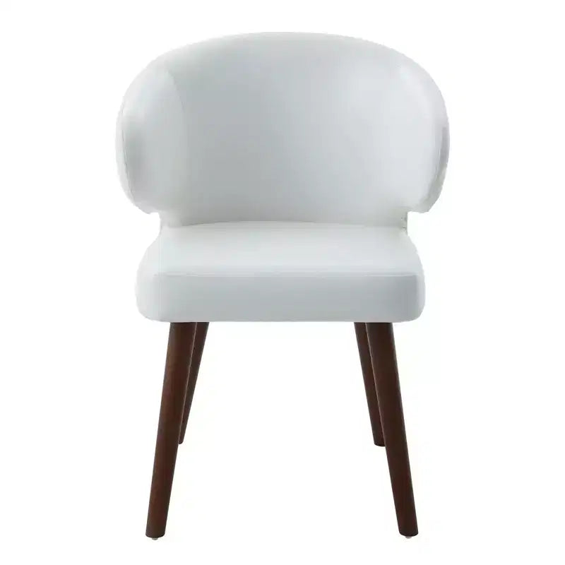 Hyleory Modern Boucle Upholstered Dining Chair with Curved Barrel Back, Solid Wood Legs