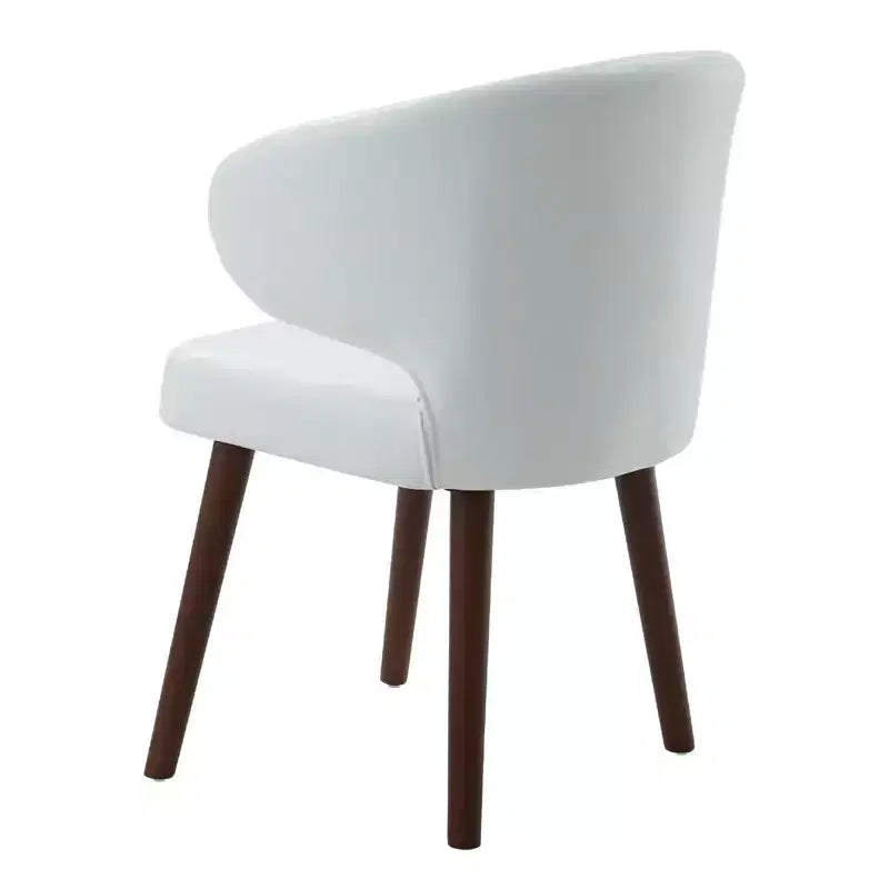Hyleory Modern Boucle Upholstered Dining Chair with Curved Barrel Back, Solid Wood Legs