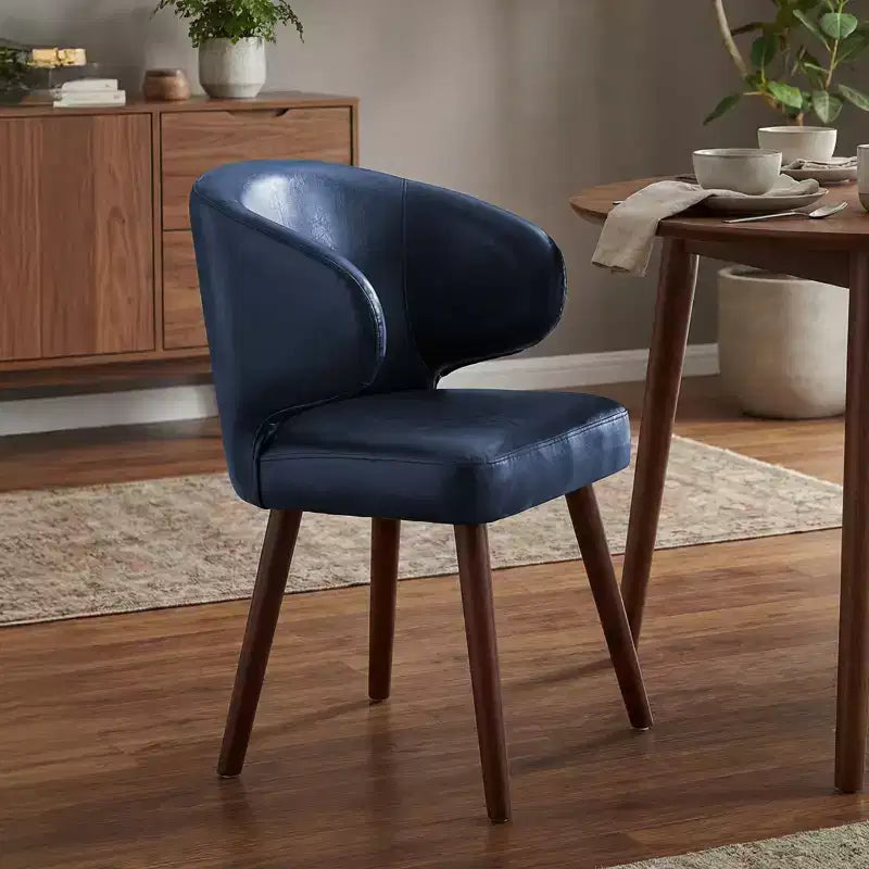 Hyleory Modern Boucle Upholstered Dining Chair with Curved Barrel Back, Solid Wood Legs