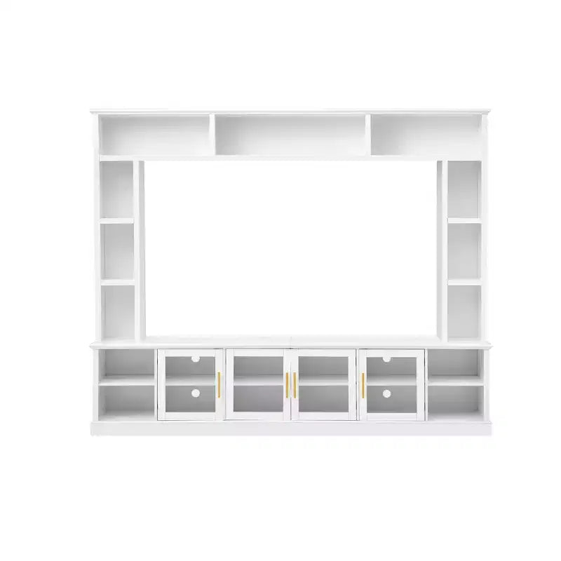 Wall Unit Entertainment Center with Bookshelf for TVs Up to 80, Large TV Stand Media Console Display Cabinet with Adjustable Shelves - ModernLuxe