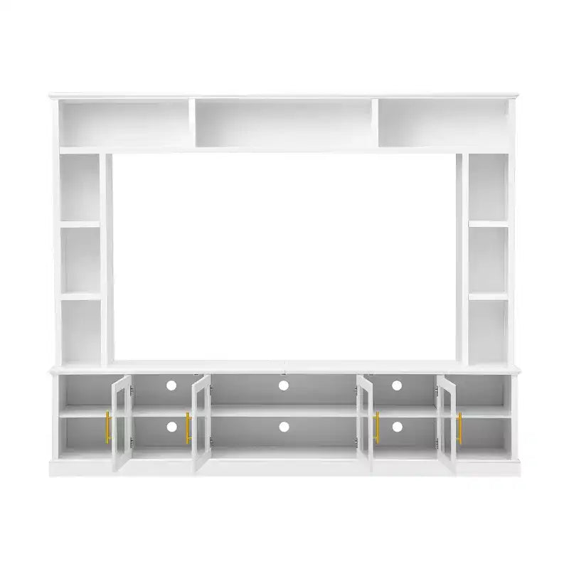 Wall Unit Entertainment Center with Bookshelf for TVs Up to 80, Large TV Stand Media Console Display Cabinet with Adjustable Shelves - ModernLuxe