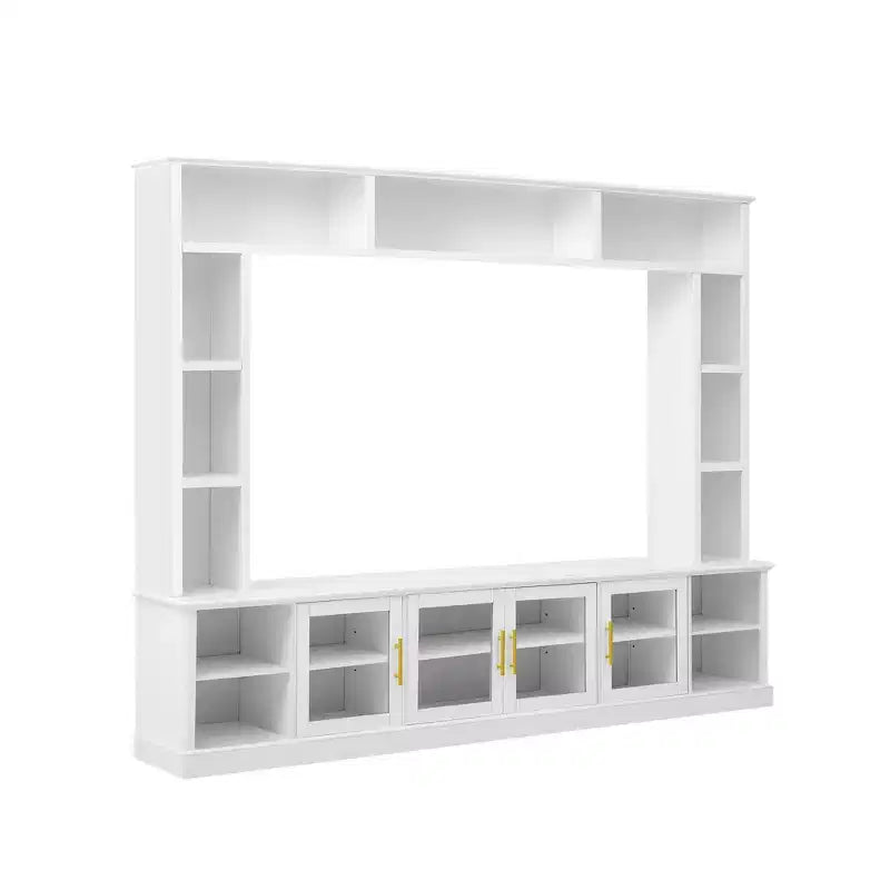 Wall Unit Entertainment Center with Bookshelf for TVs Up to 80, Large TV Stand Media Console Display Cabinet with Adjustable Shelves - ModernLuxe