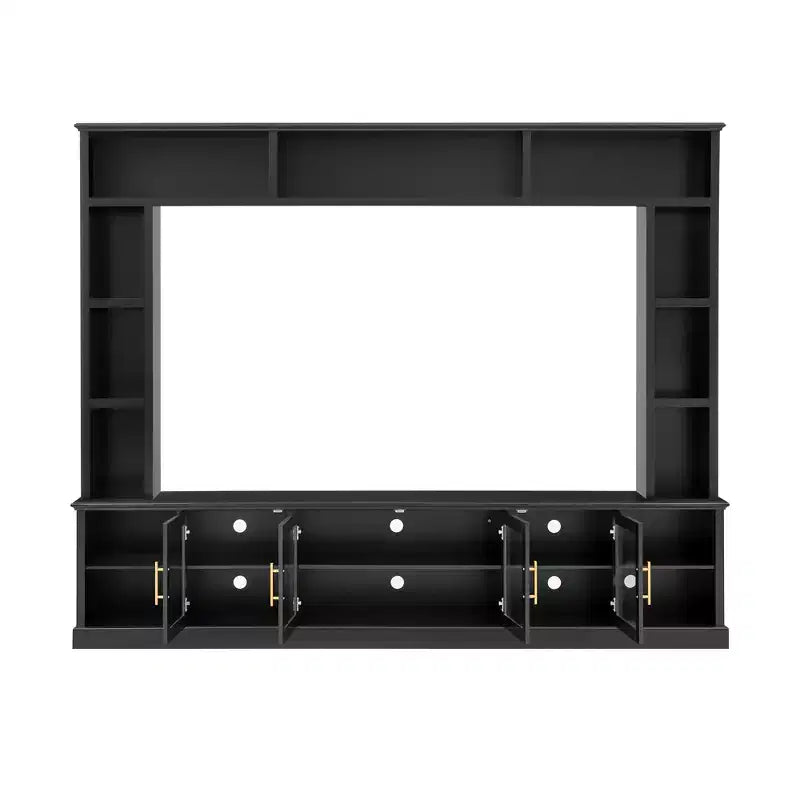Wall Unit Entertainment Center with Bookshelf for TVs Up to 80, Large TV Stand Media Console Display Cabinet with Adjustable Shelves - ModernLuxe