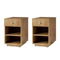 Meg 24 Tall 1-Drawer End Table Set of 2 with Built-In Charging Ports|HULALA HOME