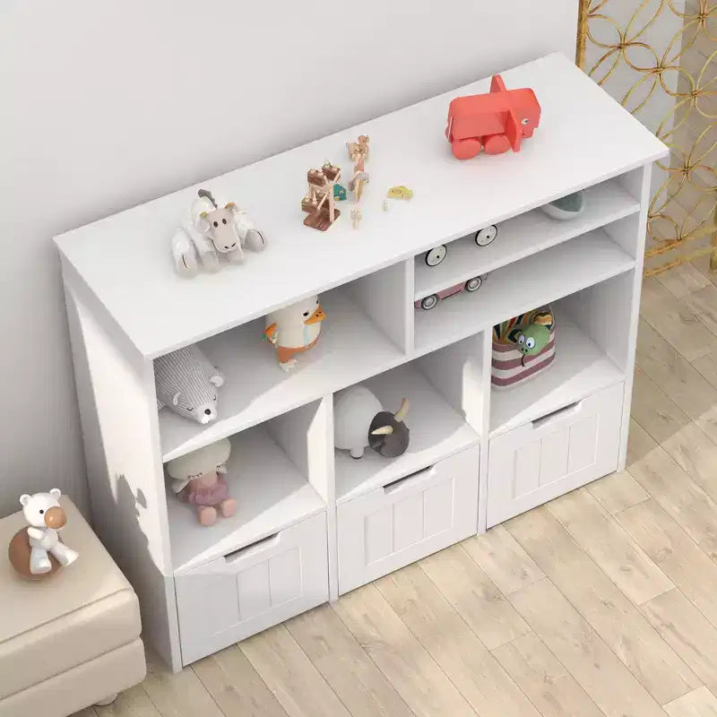 COZONY Storage Cabinet 3-Tier, MDF Organizer and Shelf Unit for Bedroom Playroom Nursery Organization