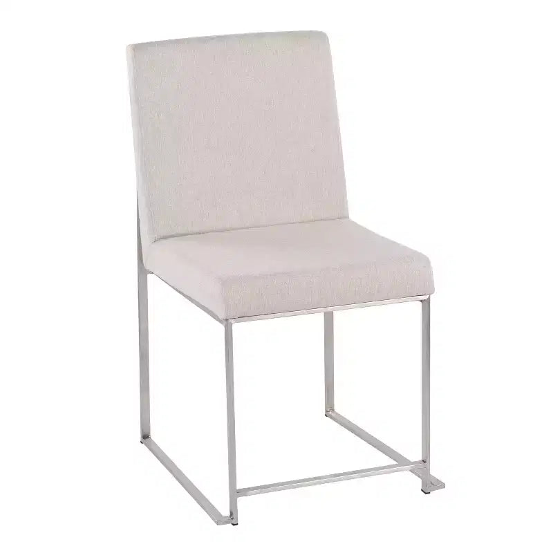 Set of 2 Highback Fuji Polyester/Stainless Steel Dining Chairs Beige - LumiSource