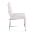 Set of 2 Highback Fuji Polyester/Stainless Steel Dining Chairs Beige - LumiSource