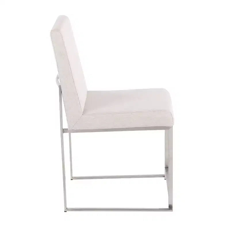 Set of 2 Highback Fuji Polyester/Stainless Steel Dining Chairs Beige - LumiSource