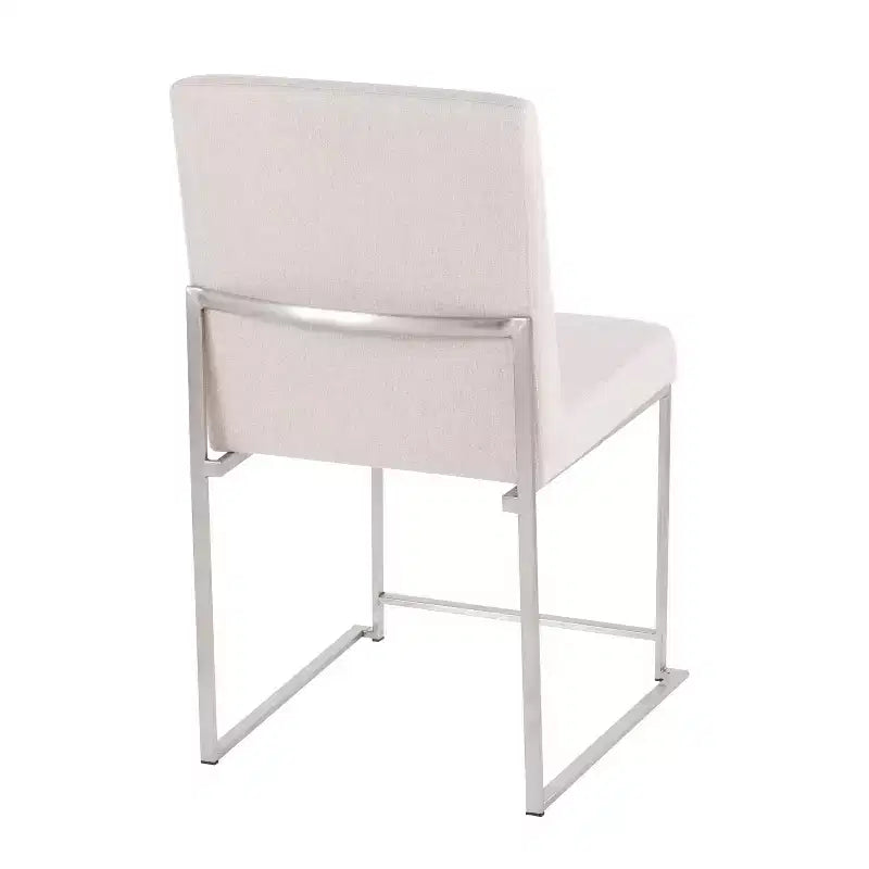 Set of 2 Highback Fuji Polyester/Stainless Steel Dining Chairs Beige - LumiSource