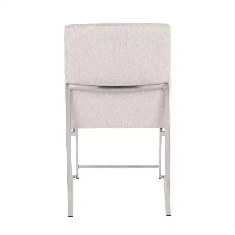 Set of 2 Highback Fuji Polyester/Stainless Steel Dining Chairs Beige - LumiSource