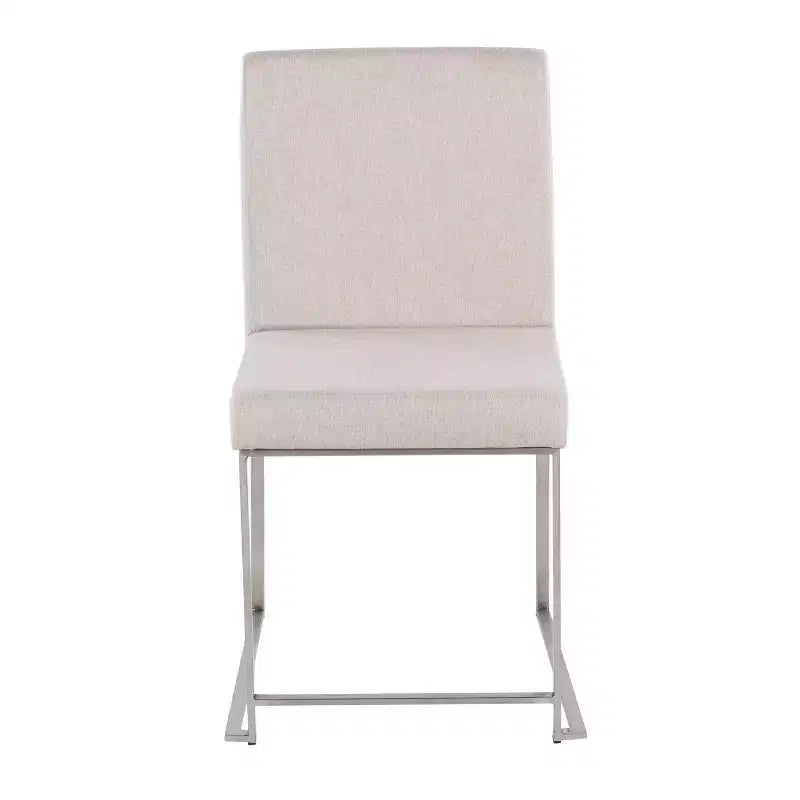 Set of 2 Highback Fuji Polyester/Stainless Steel Dining Chairs Beige - LumiSource