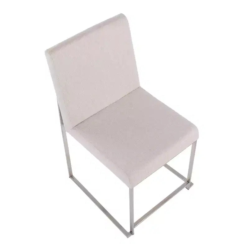Set of 2 Highback Fuji Polyester/Stainless Steel Dining Chairs Beige - LumiSource
