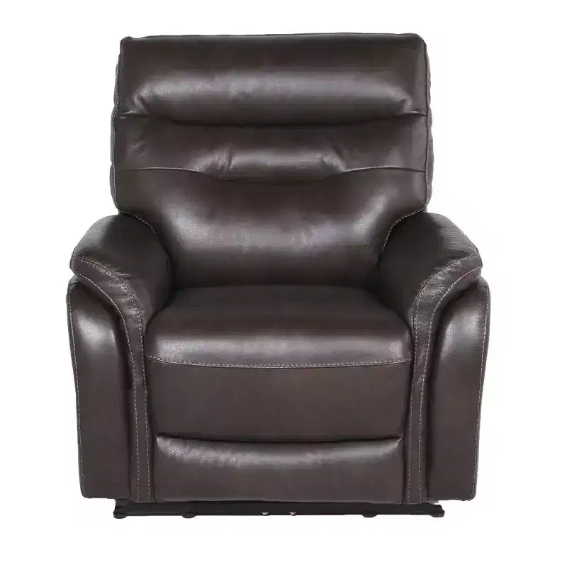 Fortuna Power Recliner Chair Dark Brown: Top-Grain Leather, USB Port - Steve Silver Co.