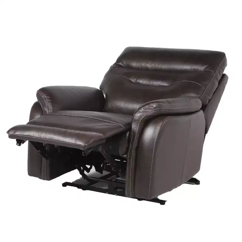 Fortuna Power Recliner Chair Dark Brown: Top-Grain Leather, USB Port - Steve Silver Co.