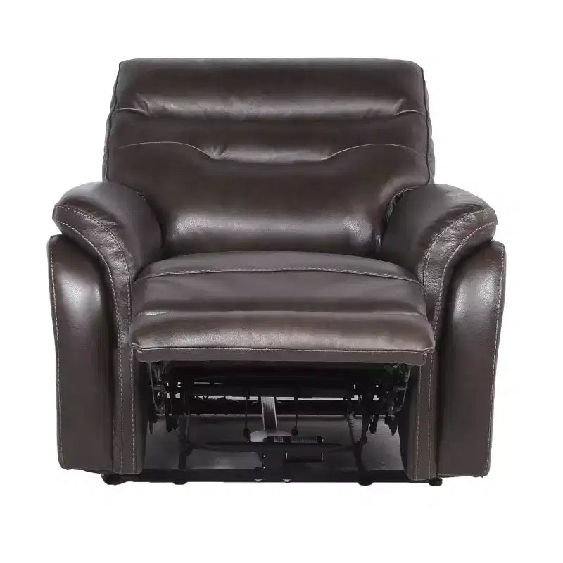 Fortuna Power Recliner Chair Dark Brown: Top-Grain Leather, USB Port - Steve Silver Co.
