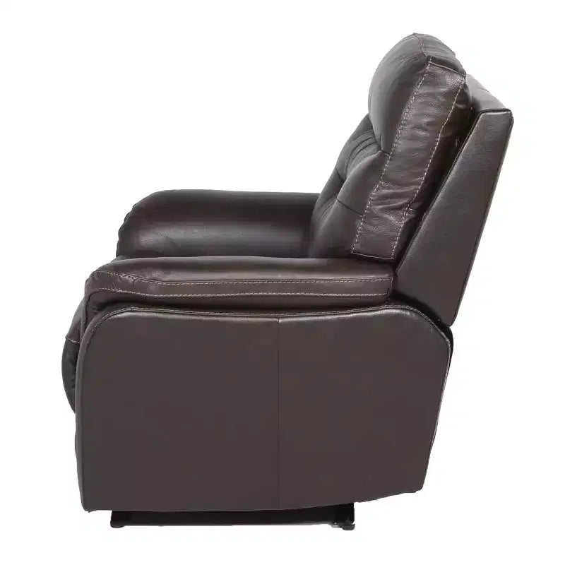 Fortuna Power Recliner Chair Dark Brown: Top-Grain Leather, USB Port - Steve Silver Co.