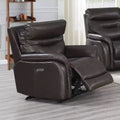 Fortuna Power Recliner Chair Dark Brown: Top-Grain Leather, USB Port - Steve Silver Co.