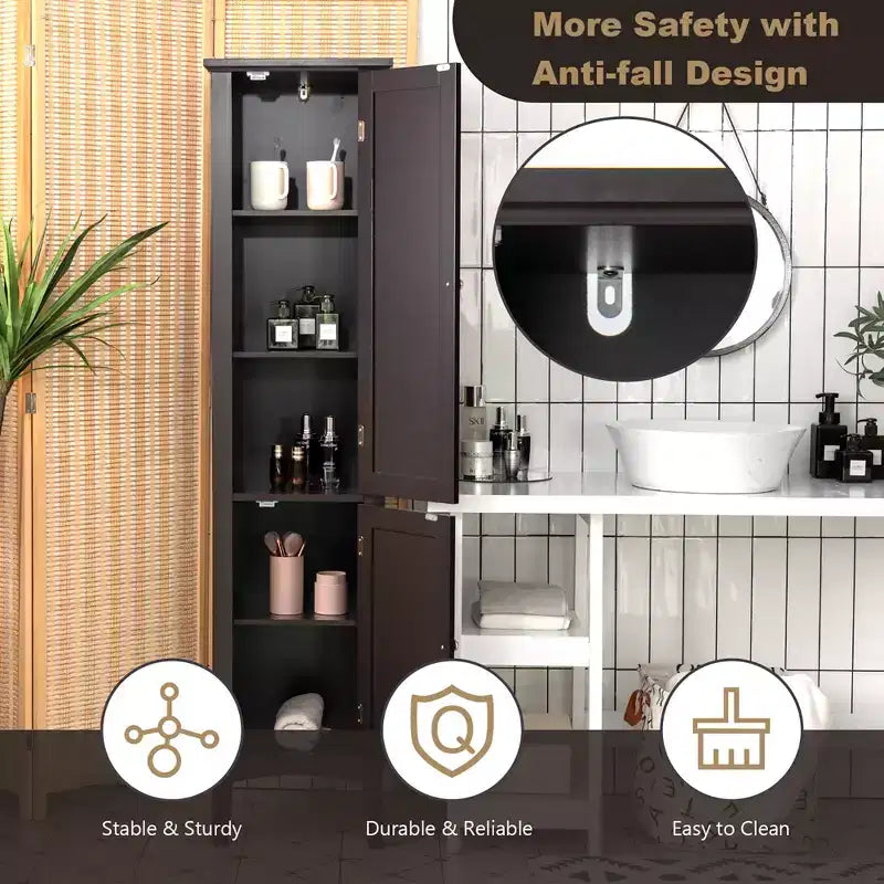 Costway Freestanding Bathroom Storage Cabinet Linen Tower Kitchen Living Room Grey\Black\Brown\White