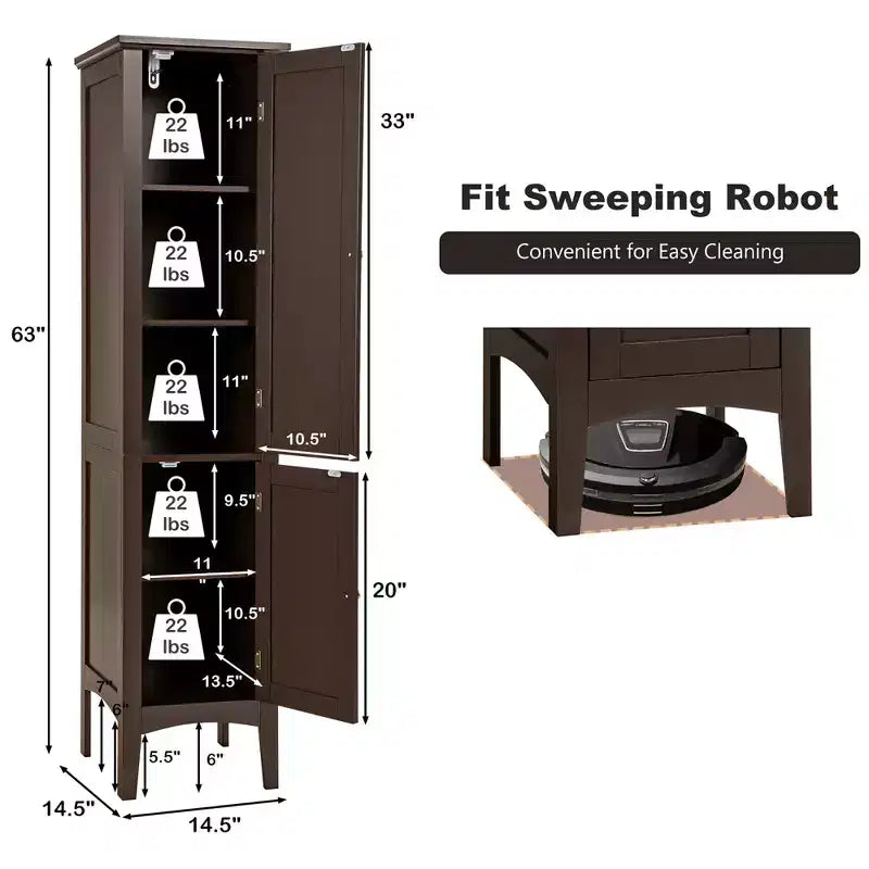 Costway Freestanding Bathroom Storage Cabinet Linen Tower Kitchen Living Room Grey\Black\Brown\White