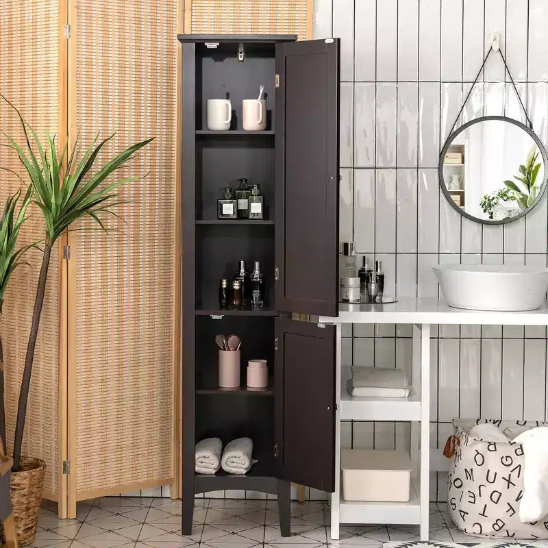 Costway Freestanding Bathroom Storage Cabinet Linen Tower Kitchen Living Room Grey\Black\Brown\White