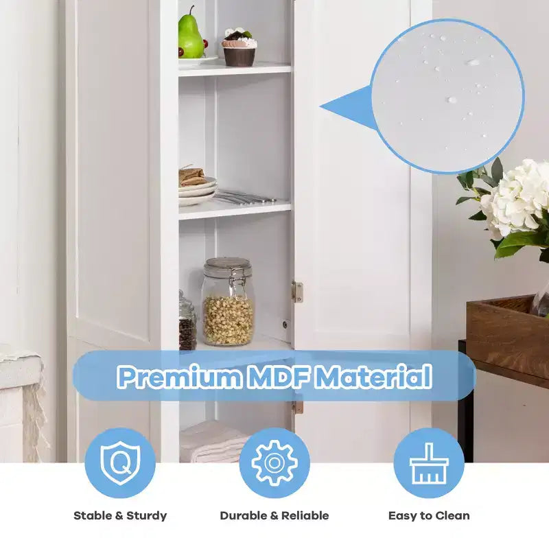 Costway Freestanding Bathroom Storage Cabinet Linen Tower Kitchen Living Room Grey\Black\Brown\White