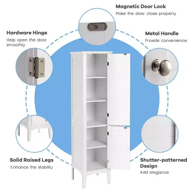 Costway Freestanding Bathroom Storage Cabinet Linen Tower Kitchen Living Room Grey\Black\Brown\White