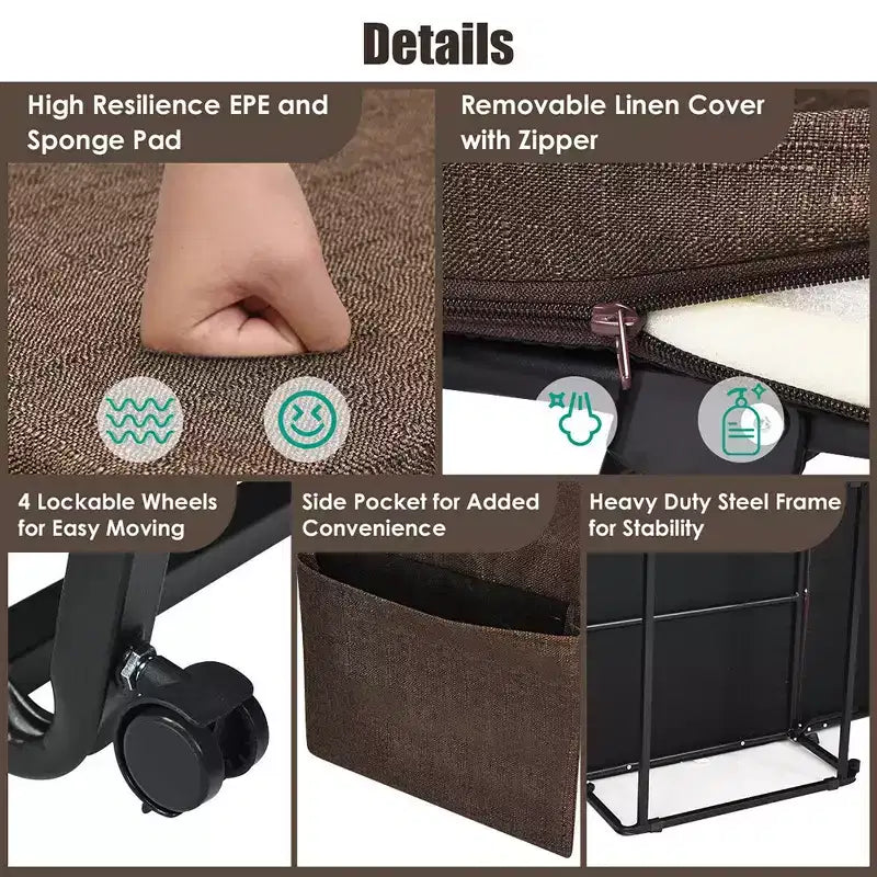 Costway Folding Sleeper Bed Ottoman Lounge Chair w/6 Position Adjustment