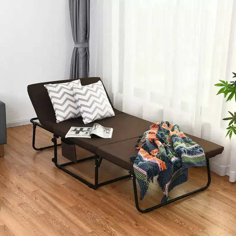 Costway Folding Sleeper Bed Ottoman Lounge Chair w/6 Position Adjustment