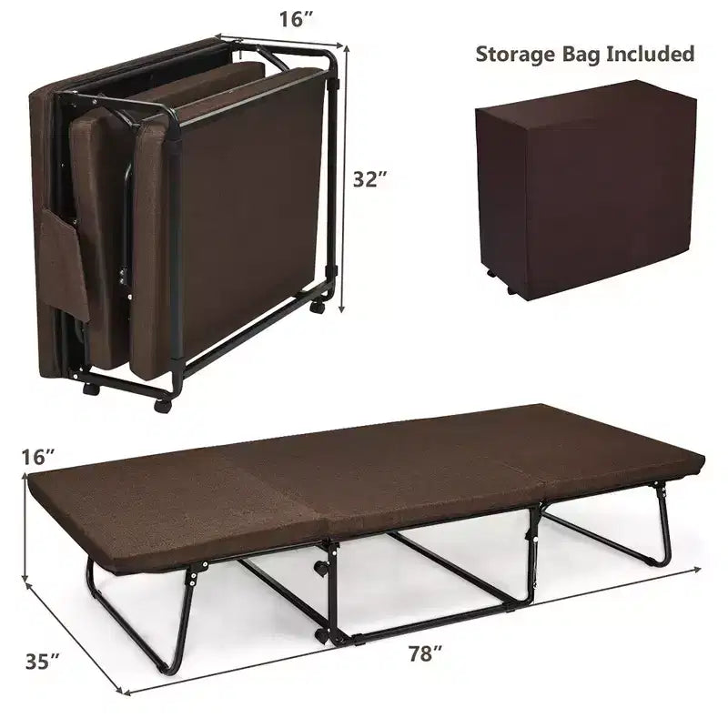 Costway Folding Sleeper Bed Ottoman Lounge Chair w/6 Position Adjustment