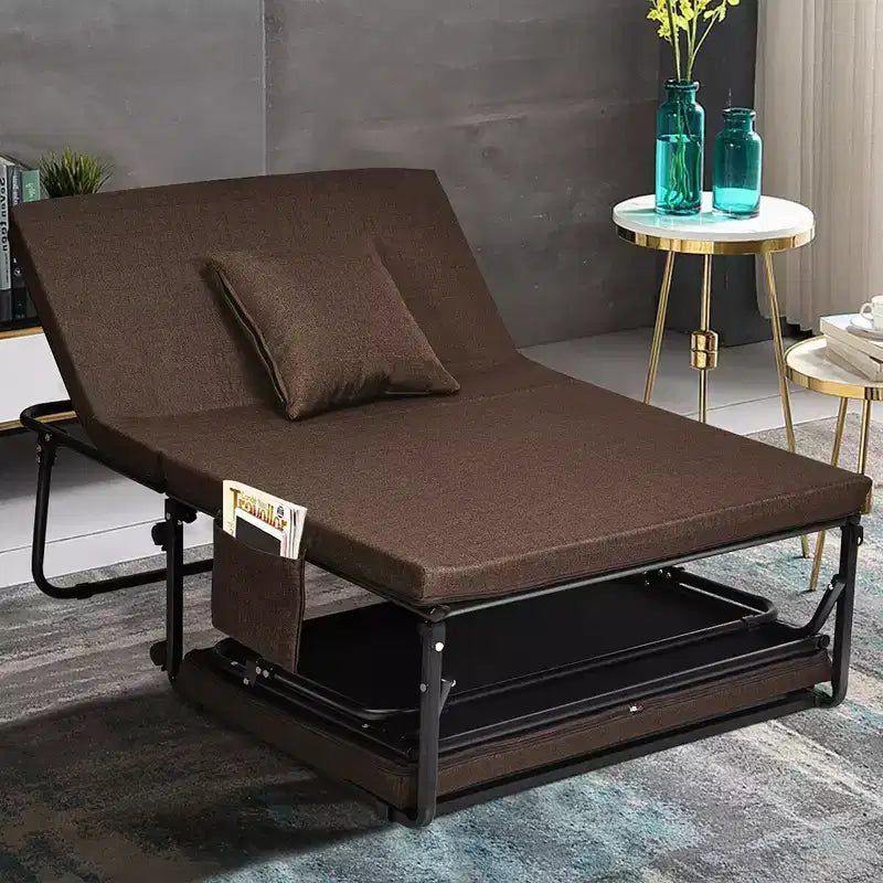 Costway Folding Sleeper Bed Ottoman Lounge Chair w/6 Position Adjustment