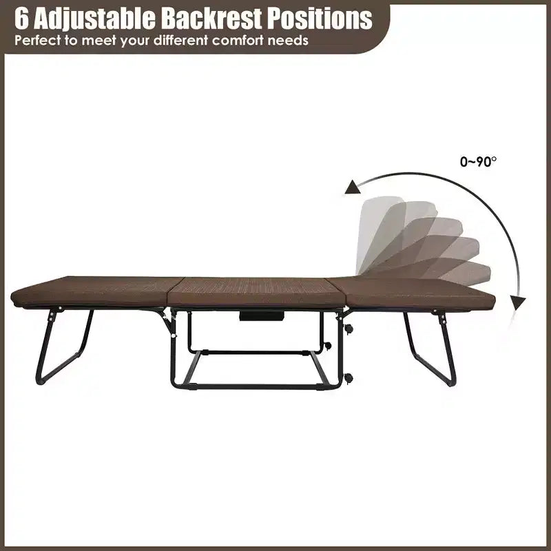 Costway Folding Sleeper Bed Ottoman Lounge Chair w/6 Position Adjustment