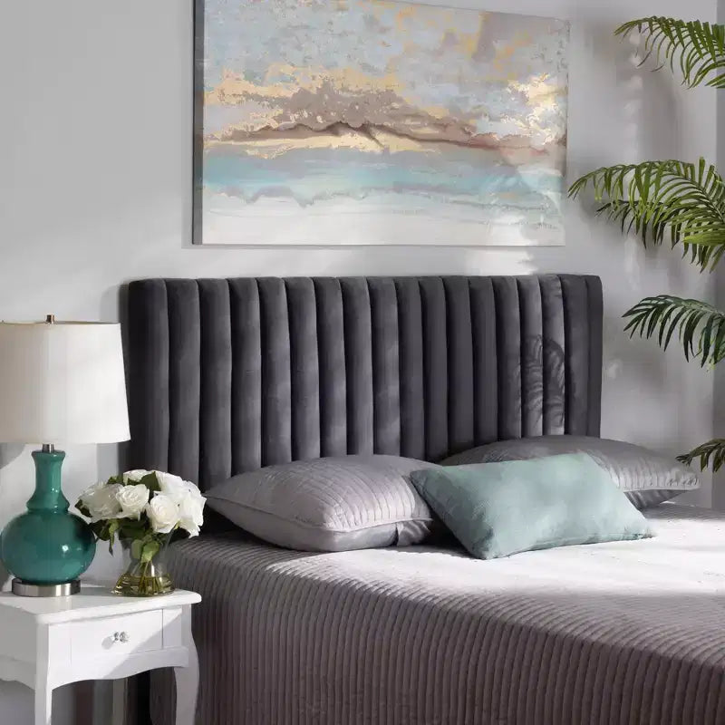 Emile Velvet Fabric Upholstered and Wood Headboard - Baxton Studio