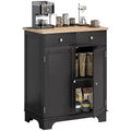 HOMCOM Kitchen Storage Cabinet, Sideboard Floor Cupboard with Solid Wood Top, Adjustable Shelf, and 2 Drawers for Living Room