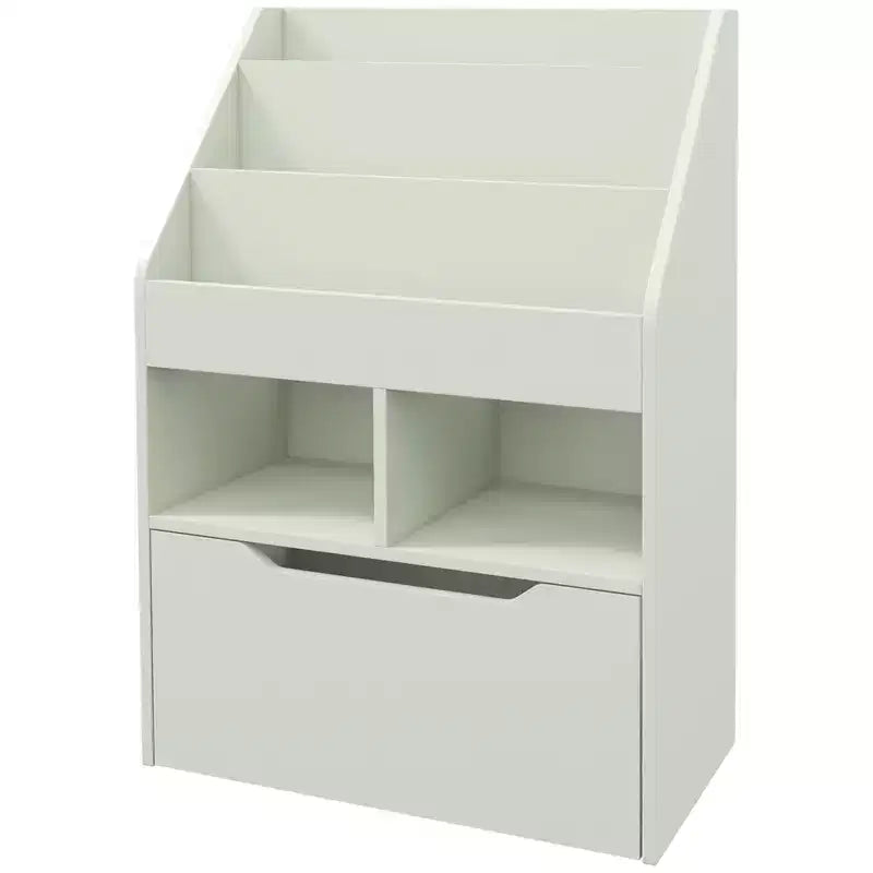 HOMCOM Kids Bookcase Multi-Shelf Rack Organizer with Storage Drawer for Books for Bedroom or Playroom