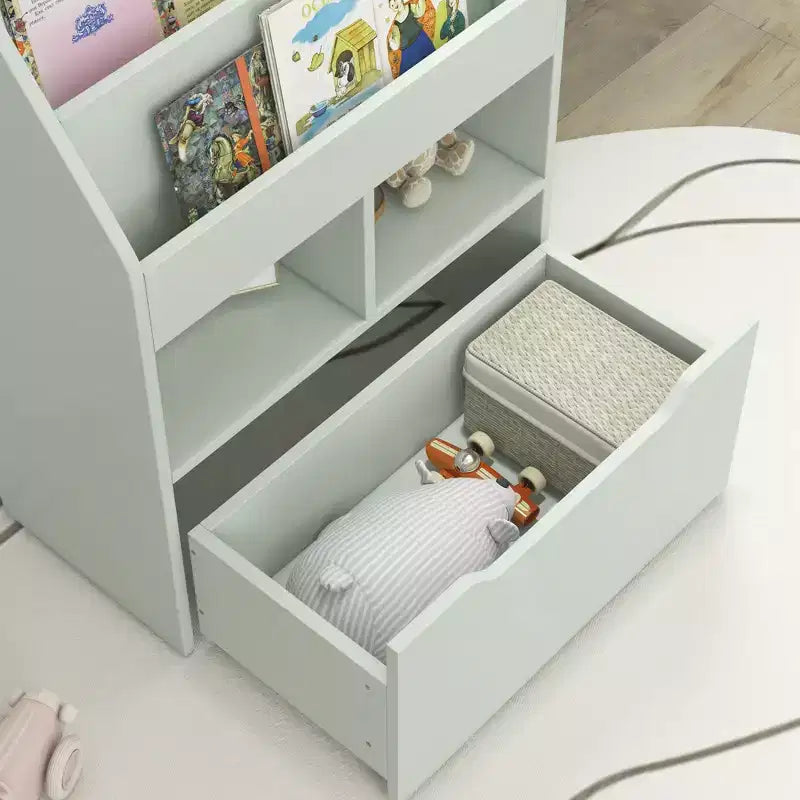 HOMCOM Kids Bookcase Multi-Shelf Rack Organizer with Storage Drawer for Books for Bedroom or Playroom