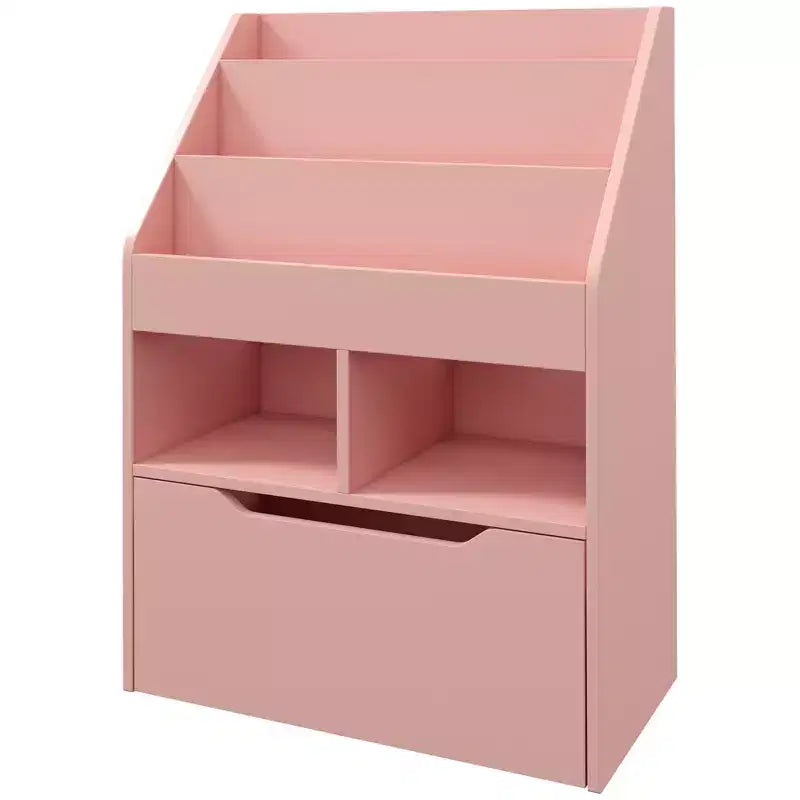 HOMCOM Kids Bookcase Multi-Shelf Rack Organizer with Storage Drawer for Books for Bedroom or Playroom