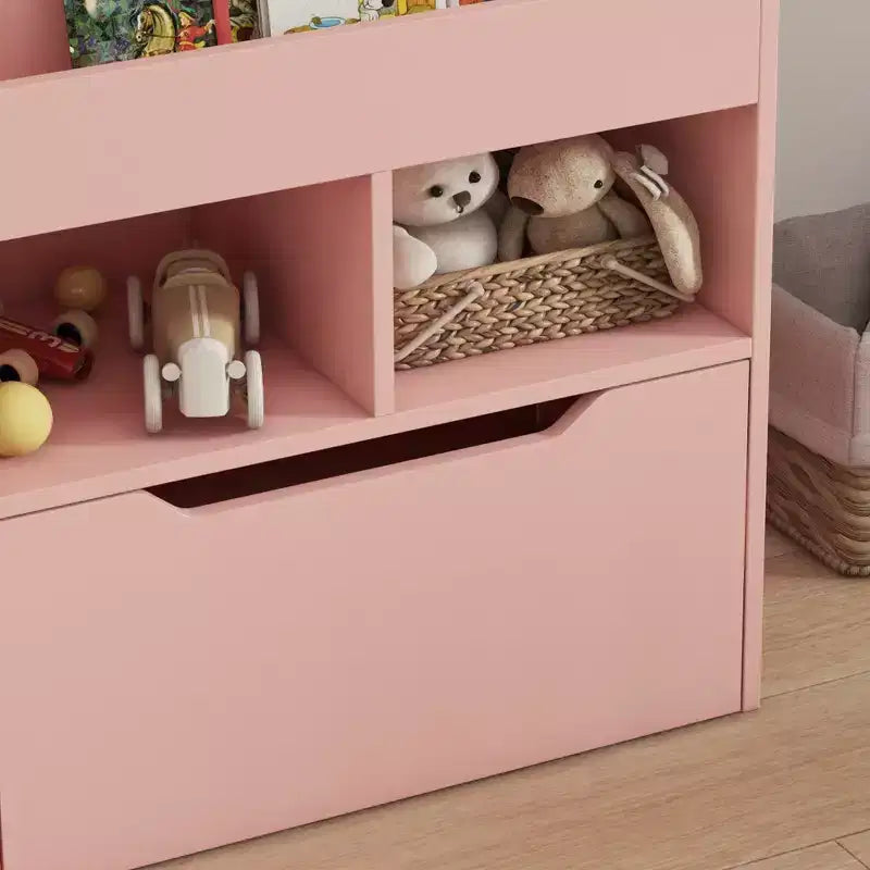 HOMCOM Kids Bookcase Multi-Shelf Rack Organizer with Storage Drawer for Books for Bedroom or Playroom