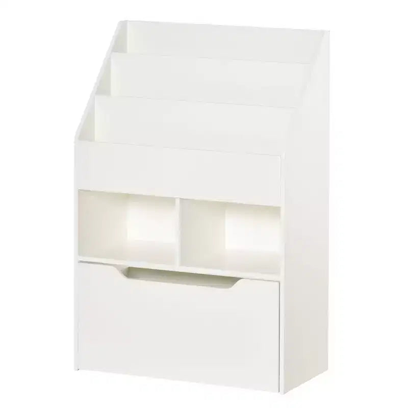 HOMCOM Kids Bookcase Multi-Shelf Rack Organizer with Storage Drawer for Books for Bedroom or Playroom