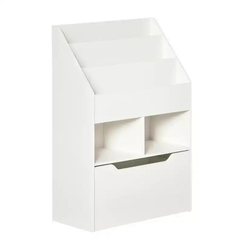 HOMCOM Kids Bookcase Multi-Shelf Rack Organizer with Storage Drawer for Books for Bedroom or Playroom