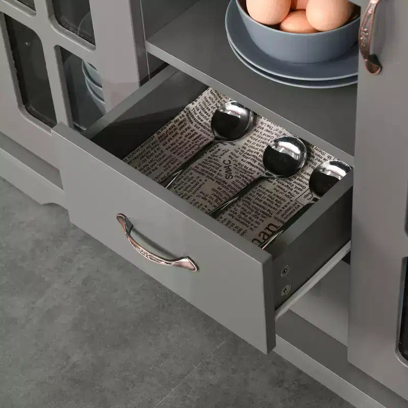 HOMCOM Modern Storage Console Cabinet with 2 Framed Glass Doors and 2 Drawers for Kitchen or Living Room