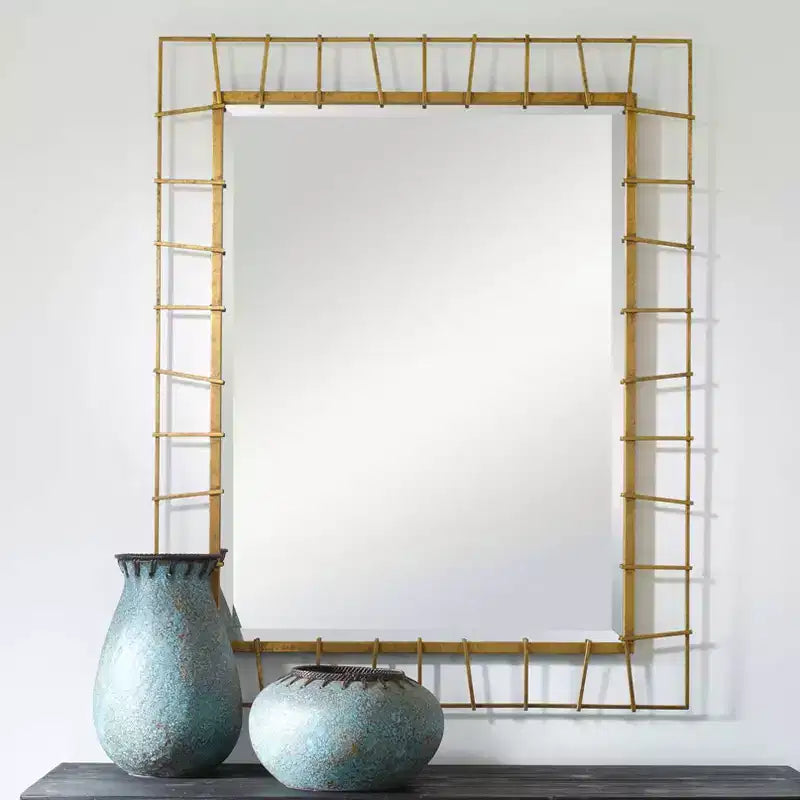 Uttermost Townsend 40 x 32 Antique Gold Finish Openwork Wall Mirror
