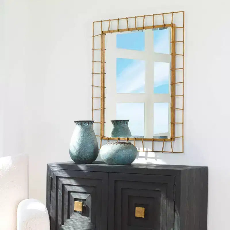 Uttermost Townsend 40 x 32 Antique Gold Finish Openwork Wall Mirror