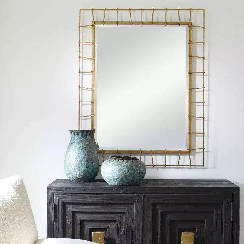 Uttermost Townsend 40 x 32 Antique Gold Finish Openwork Wall Mirror
