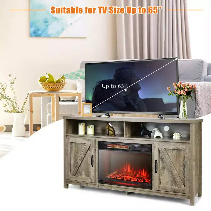 Costway 1350W Electric Fireplace Heater W/59'' Fireplace TV Stand