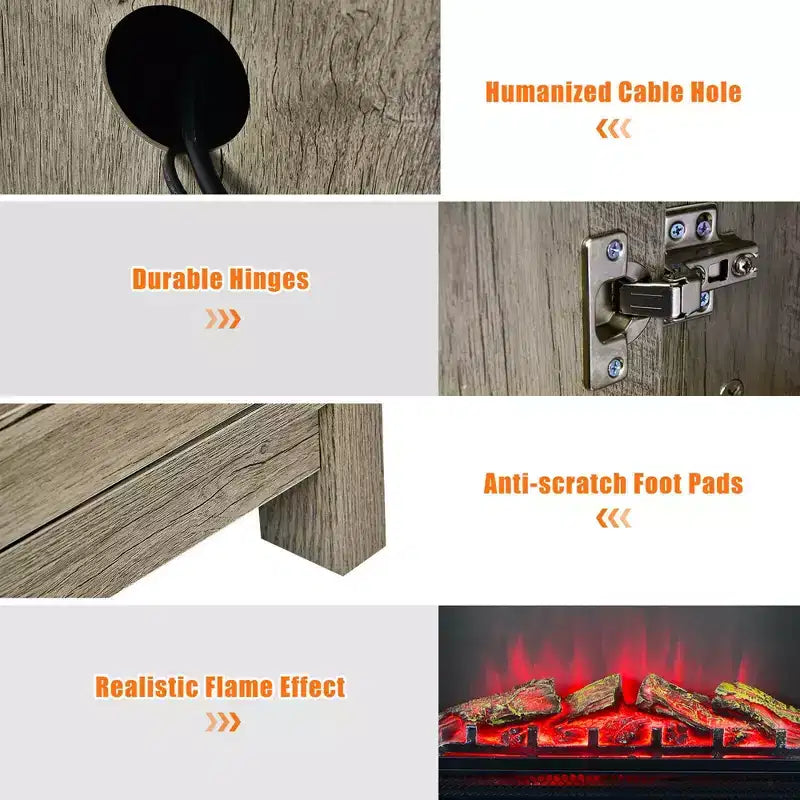 Costway 1350W Electric Fireplace Heater W/59'' Fireplace TV Stand