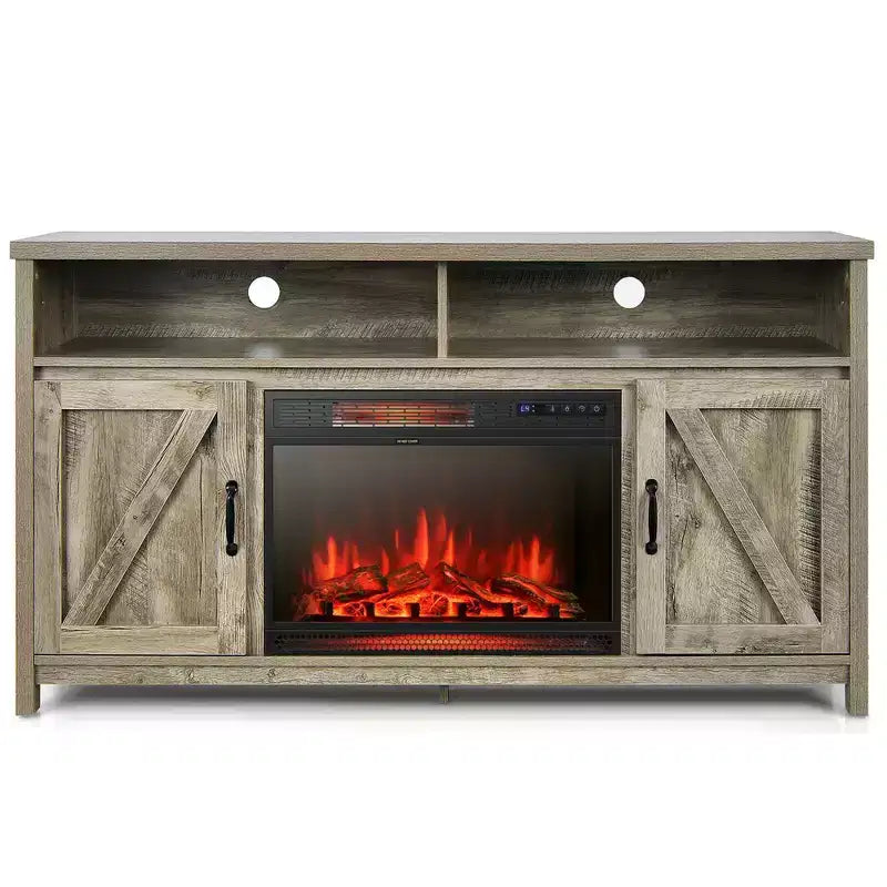 Costway 1350W Electric Fireplace Heater W/59'' Fireplace TV Stand