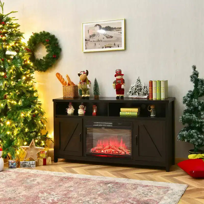 Costway 1350W Electric Fireplace Heater W/59'' Fireplace TV Stand