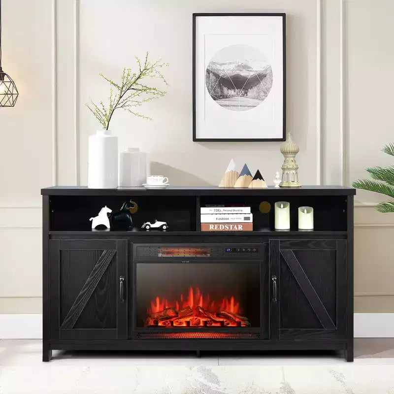 Costway 1350W Electric Fireplace Heater W/59'' Fireplace TV Stand