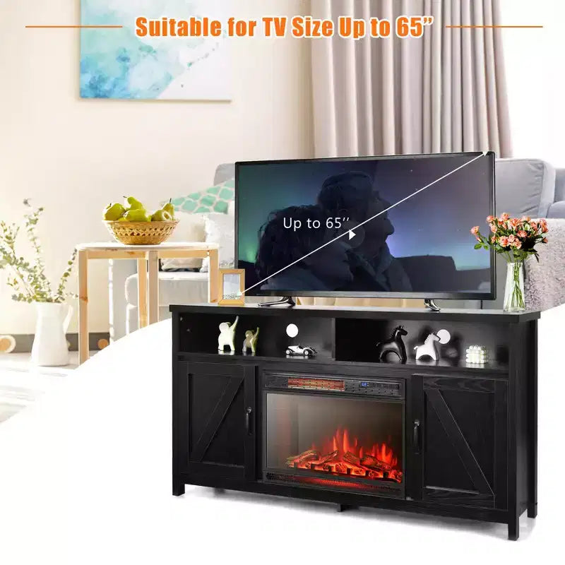 Costway 1350W Electric Fireplace Heater W/59'' Fireplace TV Stand