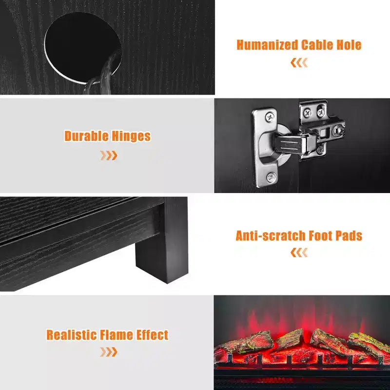 Costway 1350W Electric Fireplace Heater W/59'' Fireplace TV Stand
